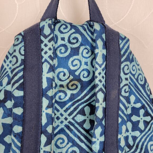 Vera Bradley Lighten Up Grand Cuban Tiles Womens Backpack Blue Laptop Bag - Picture 8 of 14